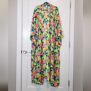 SWIM by Cacique Chiffon Kimono Duster Sheer Maxi Cover Up Beach Size 34/36 PLUS